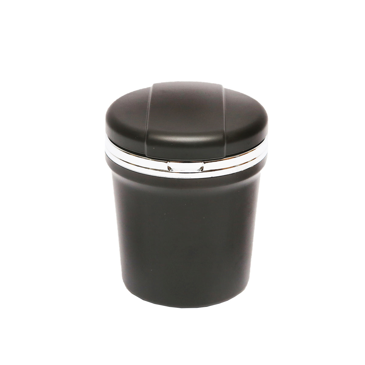 Universal black-silver car ashtray with multicolor LED light